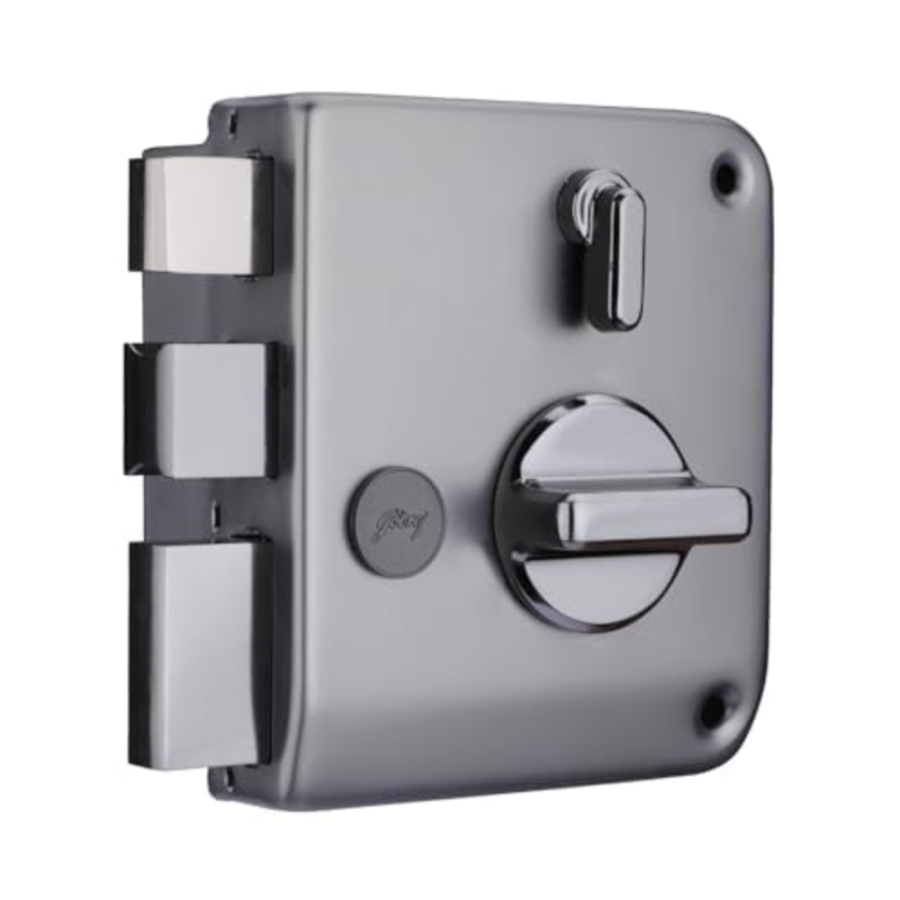 Godrej Rim Lock I Tribolt Ultra XL Plus l 1CK Deadbolt I for Inside Opening Wooden Door | Left Right Handed Doors I 4 Keys I 5 Year Warranty I Manual Locking l Matte Black Nickel Finish